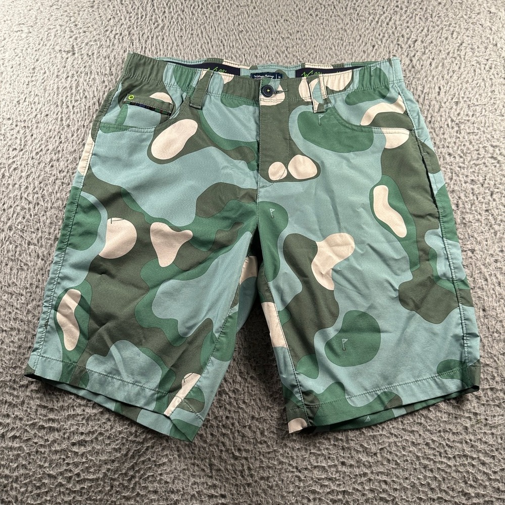William Murray Men's Golf Shorts Green Camo 32 Straight Fit Performance‎